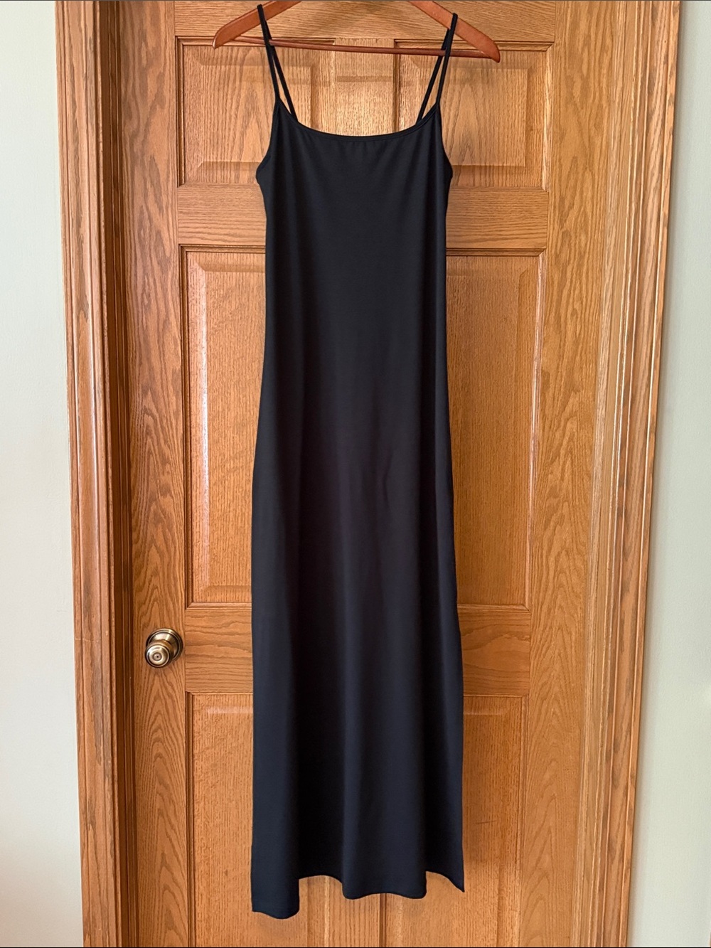 Elegant Black Maxi Slip Dress with Thin Straps